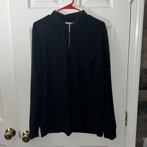 Topman Mens 1/4 Zip Long Sleeve Black Polo Light Sweater Size XL